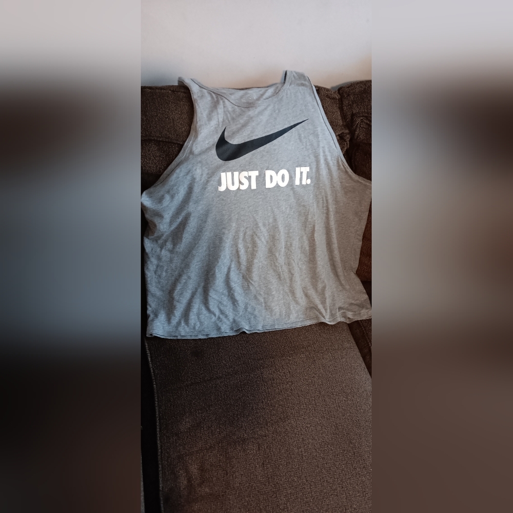 Nike Heather Gray Tank with Black Swoosh